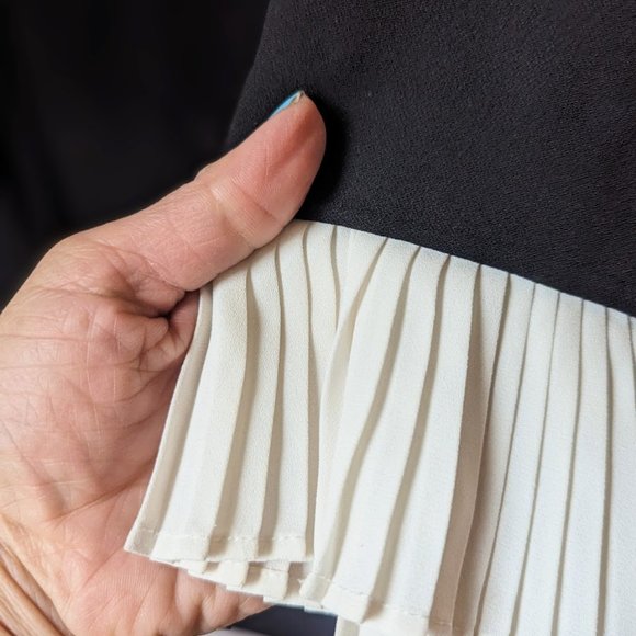 Nanette by Nanette Lepore Black Mini Dress with Cream Pleated Sleeves - Picture 6 of 7